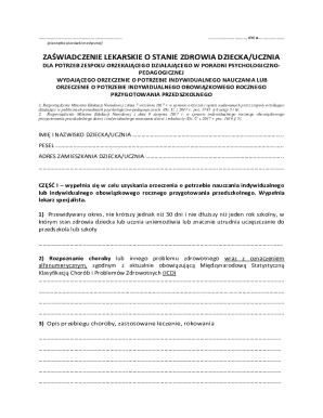 Medical Certificate for Individual Education Needs