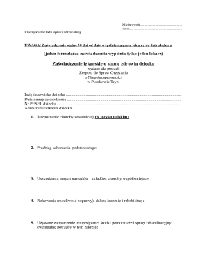 Medical Certificate for Child Health Assessment