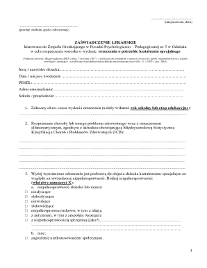 Medical Certificate for Special Education Needs