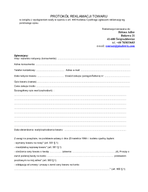 Product Complaint Protocol