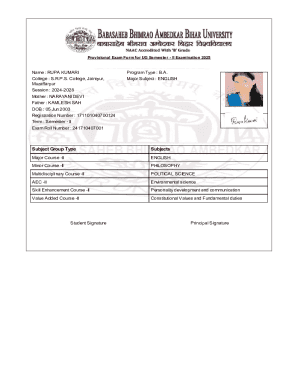 Provisional Exam Form for UG Semester II Examination 2025