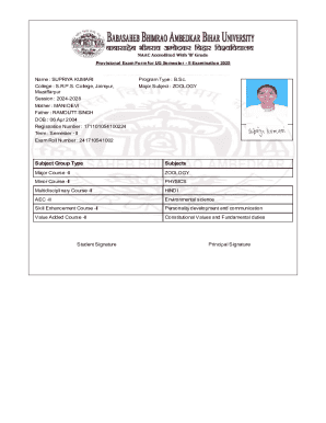 Provisional Exam Form for UG Semester II