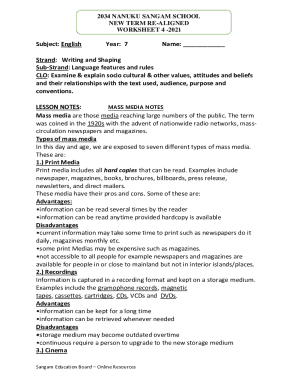 Fiji Education Worksheet 4 - 2021
