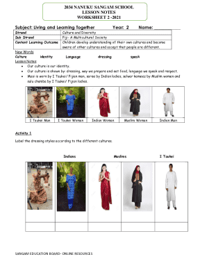 Fiji Multicultural Society Worksheet