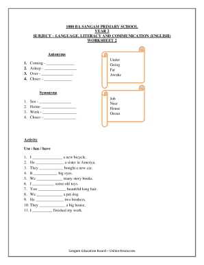 Year 2 Worksheet 2