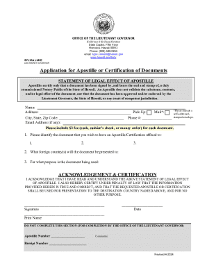 Hawaii Apostille Application Form