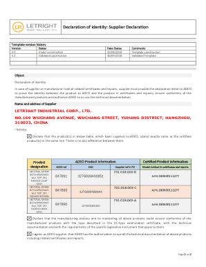 Supplier Declaration of Identity