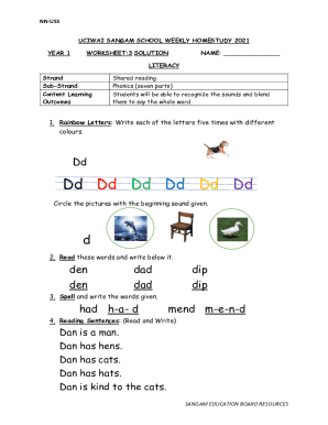 Sangam Education Board Year 1 Worksheet 3