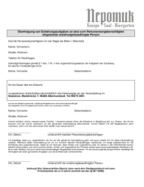 German Youth Supervision Authorization Form