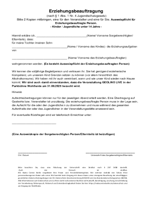 Erziehungsbeauftragung Form