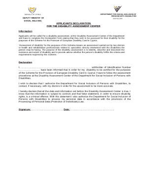 Cyprus Disability Assessment Declaration Form