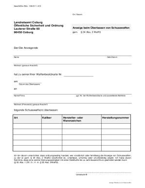 German Firearm Transfer Notification Form