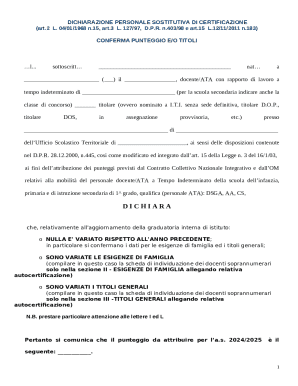 DICHIARAZIONE PERSONALE SOSTITUTIVA DI CERTIFICAZIONE