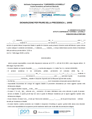 Declaration for Priority L. 104/92