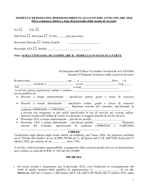Italian Study Leave Application Form 2026