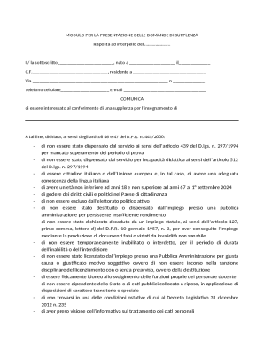 Italian Teacher Substitute Application Form