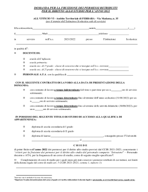 Italian Study Leave Request Form 2022