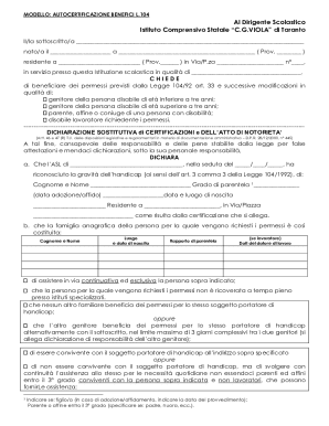 Autocertificazione Benefici Legge 104