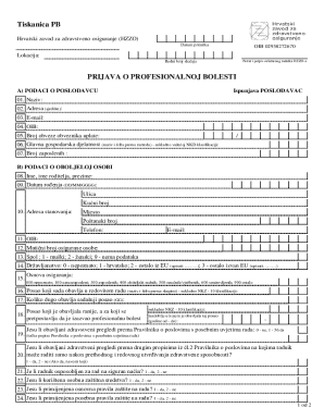 Croatian Professional Disease Report Form