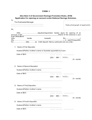 National Savings Schemes Application Form