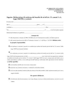 Italian School Disability Benefits Confirmation Form