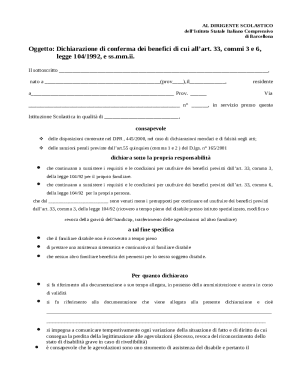 Italian School Disability Benefits Confirmation Form