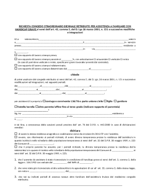 Italian Paid Leave Request Form for Caring for Severely Disabled Family Member