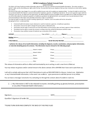 HIPAA Compliance Patient Consent Form