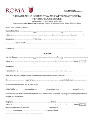 Italian Succession Declaration Form