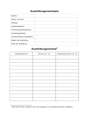 Ausbildungsnachweis Training Record