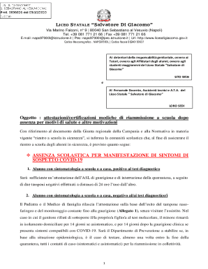 Italian School Medical Re-admission Certificates