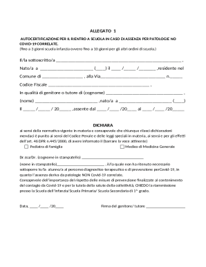 Italy School Reentry Self-Certification Form