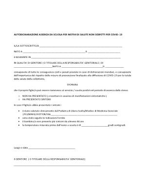 Italian School Health Absence Declaration