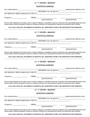 Italian Student Absence Justification Form
