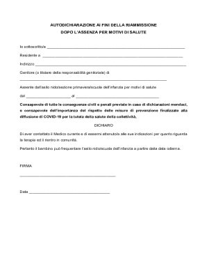 Health Absence Re-admission Declaration