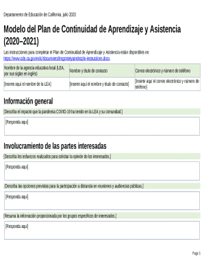 California Learning Continuity and Attendance Plan