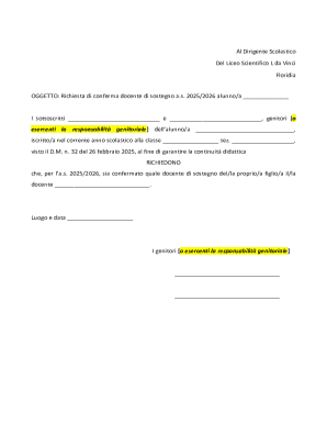 Request for Confirmation of Support Teacher