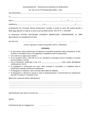Italian Student Book Loan Declaration Form
