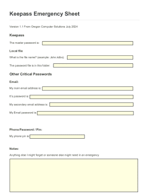 Keepass Emergency Sheet