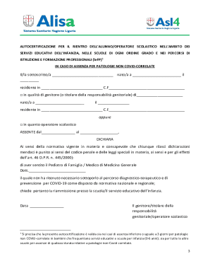 Autocertificazione per il rientro dell’alunno/operatore scolastico