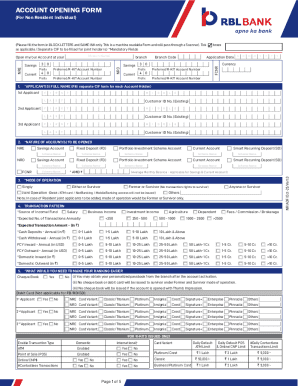 Account Opening Form for Non-Resident Individuals