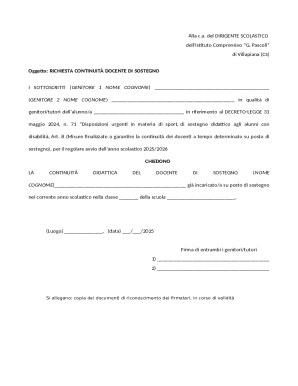 Request for Continuity of Support Teacher