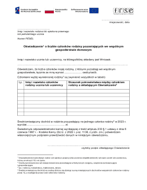 Family Income Declaration for Student