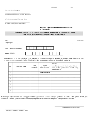 Family Household Declaration Form
