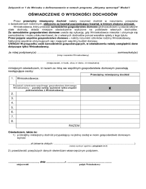 Income Declaration for Subsidy Application