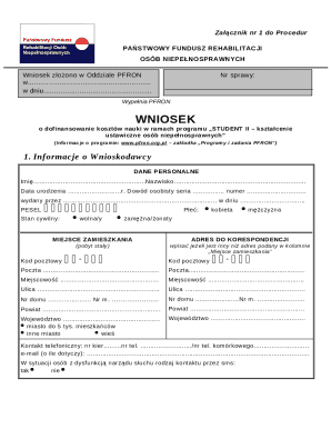 PFRON Application for Education Funding