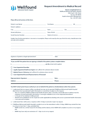 Request Amendment to Medical Record
