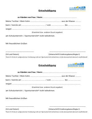 German School Excuse Note