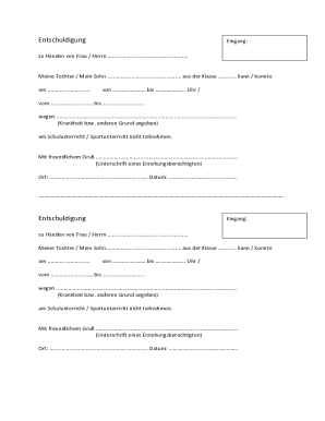 German School Excuse Note