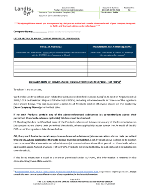 Product Environmental Declaration Template